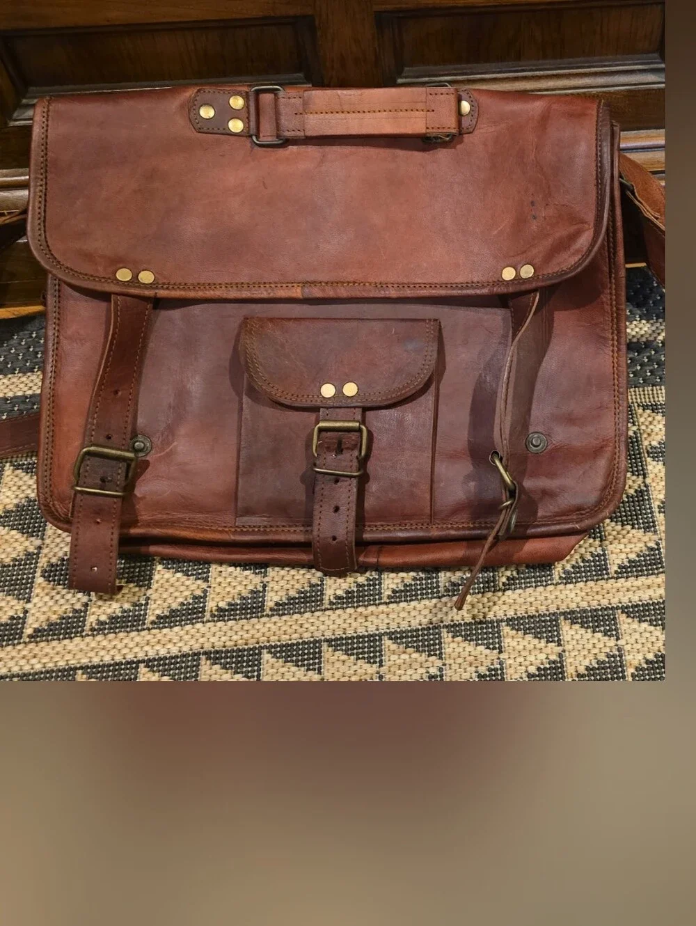 Classic Brown Leather Messenger Bag for Men